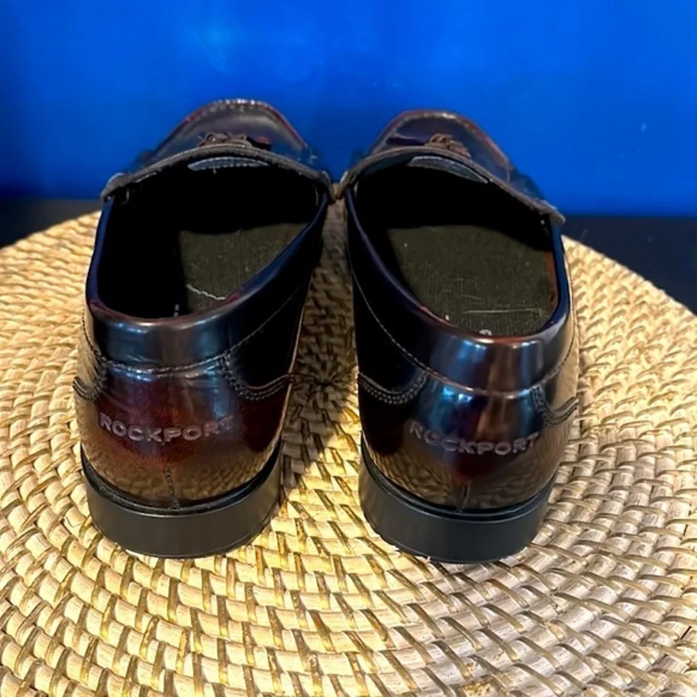 New Men’s Rockport Dark Brown Classic Leather Tassel Loafer Shoes Size US 10.5
